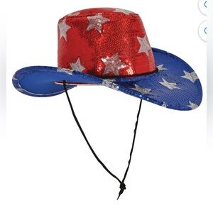 Patriotic Sequin Cowboy Hat - Red, White, and Blue Light up